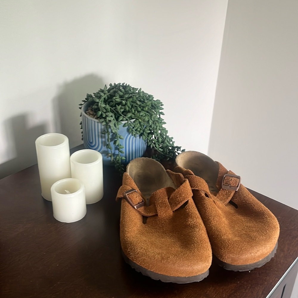 Mink Birkenstock Boston Slides
